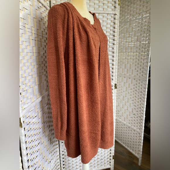 NWT Hem & Thread Rust Cable Knit Cardigan Deep Front Pockets with Shoelace Back - Picture 6 of 14